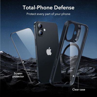 5. Zestaw ESR Classic Hybrid MagSafe + Szkło hartowane na iPhone 17 - przezroczysto-czarne