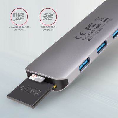 3. Axagon HMC-HCR3A 3x USB-A+ HDMI+ SD/microSD USB-C 3.2 Gen 1 hub 20cm Przewodowa USB 3.2 Gen 1 (3.1 Gen 1) Type-C Szary