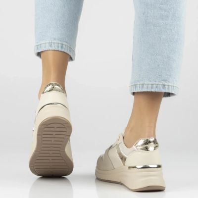 7. Skórzane półbuty damskie sneakersy beżowe Filippo DP7769