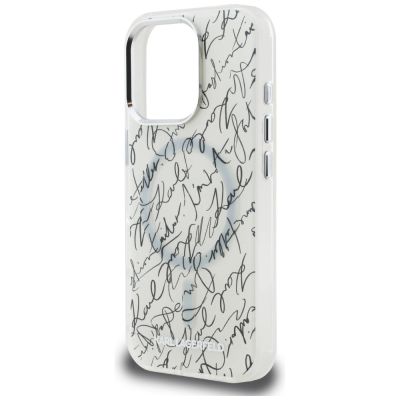 6. Etui Karl Lagerfeld IML Karl Script Pattern MagSafe na iPhone 16 Pro - białe