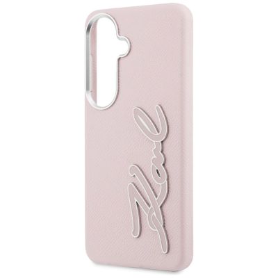 6. Etui Karl Lagerfeld Grained Signature Metal Resin Logo na Samsung Galaxy S26 - różowe