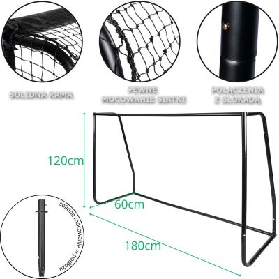 12. BRAMKA DO PIŁKI NOŻNEJ Z SIATKĄ 180x120x60CM ENERO PRO