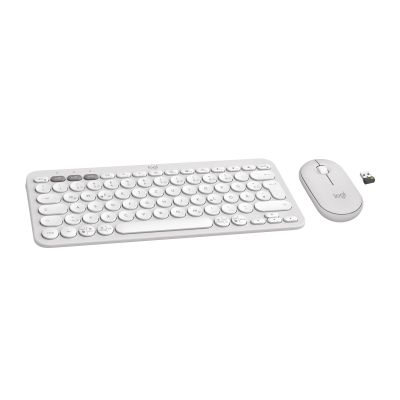 2. Logitech 920-012204 klawiatura Dołączona myszka Uniwersalne RF Wireless + Bluetooth QWERTZ Niemiecki Biały