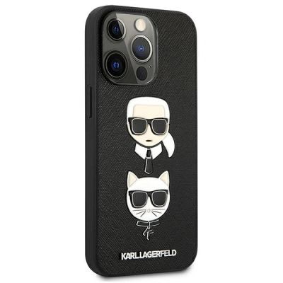 4. Etui Karl Lagerfeld Saffiano Karl&Choupette Head na iPhone 13 Pro / 13 - czarne