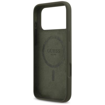 7. Etui Guess Silicone Triangle Logo MagSafe na iPhone 17 Pro Max - zielone