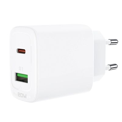 6. Acefast ładowarka sieciowa USB Typ C / USB 20W, PPS, PD, QC 3.0, AFC, FCP biały (A25 white)