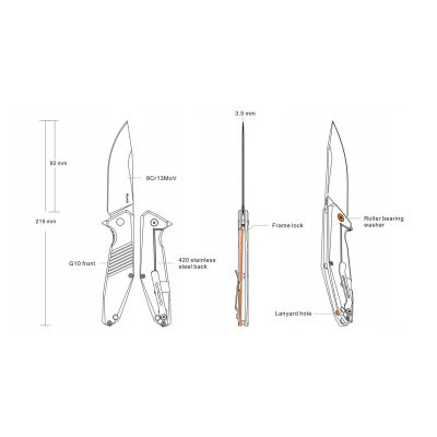 4. Nóż składany codziennego użytku Ruike EDC czarny flipper stal - D191-B