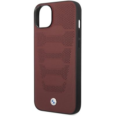 6. Etui BMW Leather Seats Pattern na iPhone 14 - burgundowe