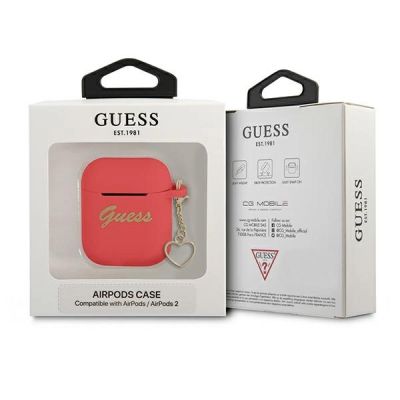 3. Etui Guess Silicone Charm Heart Collection na AirPods 1/2 - czerwone