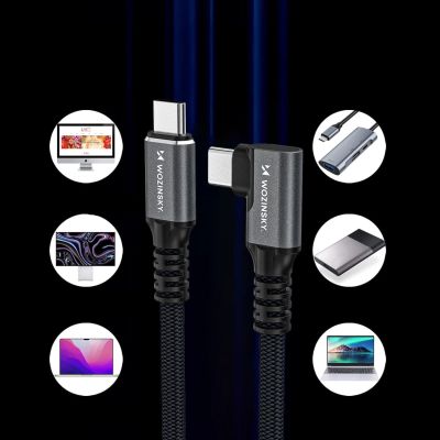 6. Kabel kątowy Wozinsky WPS1-UY41S USB-C USB4 40Gb/s 240W 1,5m 4K - czarny