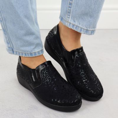 7. Półbuty damskie komfortowe w panterkę wsuwane Unisoft 8910