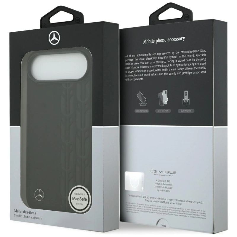 8. Etui Mercedes Leather Laurel Leaves MagSafe na iPhone Air - czarne