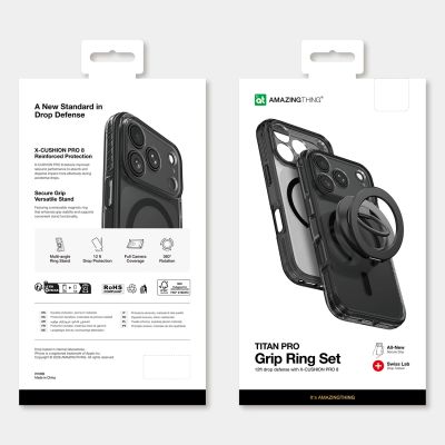 8. Etui AMAZINGTHING Titan Pro Lens Ring Set na iPhone 18 Pro Max z osłoną aparatu i ringiem magnetycznym kompatybilne z MagSafe - czarne