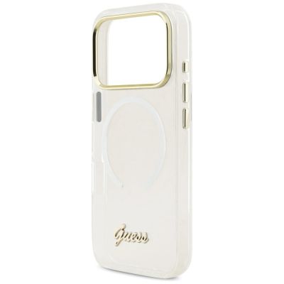 6. Etui Guess IML Gradient Script Metal MagSafe na iPhone 17 Pro - białe