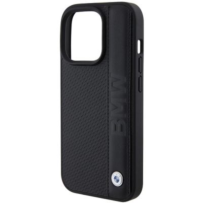 6. Etui BMW Leather Textured & Stripe na iPhone 15 Pro Max - czarne