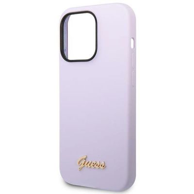 6. Etui Guess Silicone Vintage Gold Logo na iPhone 14 Pro - fioletowe