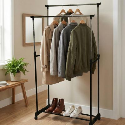 4. WIESZAK NA UBRANIA 80x42x90-160CM PODWÓJNY EXCELLENT HOUSEWARE