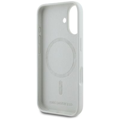 7. Etui Karl Lagerfeld Silicone Double Heads And Circle MagSafe do iPhone 16 beżowy