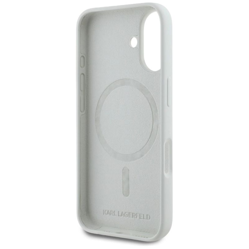 7. Etui Karl Lagerfeld Silicone Double Heads And Circle MagSafe do iPhone 16 beżowy