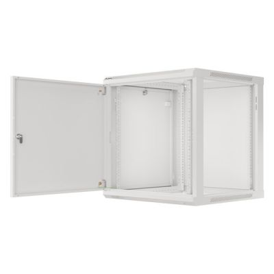 6. SZAFA INSTALACYJNA RACK WISZĄCA 19" 12U 600X600 SZARA DRZWI METALOWE (FLAT PACK)