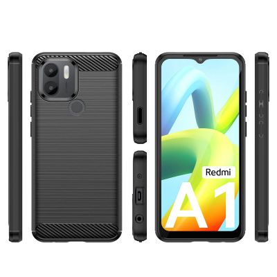 3. Carbon Case etui do Xiaomi Redmi A1+ elastyczny silikonowy karbonowy pokrowiec czarne