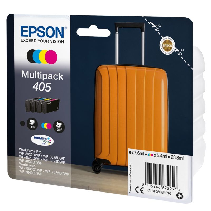 2. Epson 405 DURABrite Ultra Ink nabój z tuszem 1 szt. Oryginalny Standardowa wydajność Czarny, Cyjan, Purpurowy, Żółty