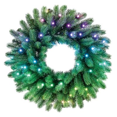 2. Twinkly Wstępnie oświetlony wieniec – 50 RGB LED, Regal 24" zielony przewód, typ wtyczki C