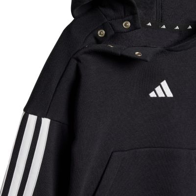 12. Dres dla dzieci adidas Essentials Joggers 3 Stripes Fleece Hoodie czarny JD6484