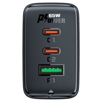 8. Acefast szybka ładowarka sieciowa GaN (2x USB-C / USB-A) PPS / PD / QC4+ 65W biała (A41)