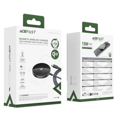 7. Ładowarka indukcyjna Acefast E24 Qi2 15W magnetyczna z kablem USB-C 1.2m - czarna
