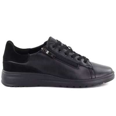 2. Skórzane półbuty damskie czarne z zamkiem Potocki JE19402