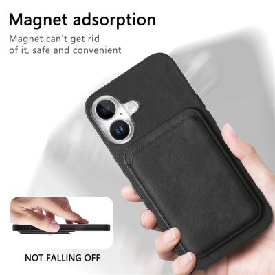 10. Etui na iPhone 17 ze skóry syntetycznej z odpinanym uchwytem na karty kompatybilne z MagSafe - czarne