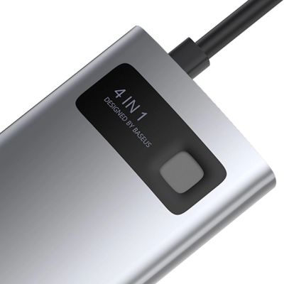 4. Baseus Metal Gleam 4w1 wielofunkcyjny HUB USB Typ C - USB Typ C Power Delivery 100 W / HDMI 4K 30 Hz / USB 3.2 Gen 1 / USB 2.0 (CAHUB-CY0G)