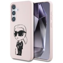 Etui Karl Lagerfeld Silicone Graffiti Ikonik Printed Logo MagSafe Samsung Galaxy S25 różowy