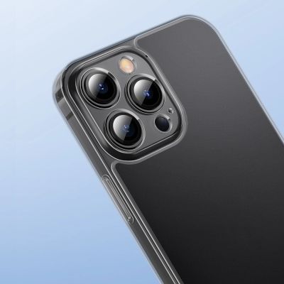 11. Baseus Frosted Glass Case etui pokrowiec do iPhone 13 Pro sztywna obudowa z żelową ramką czarny (ARWS000401)