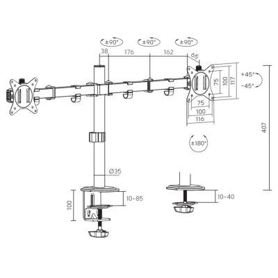 10. Equip 650167 uchwyt / stojak do monitorów 81,3 cm (32") Biurko Biały