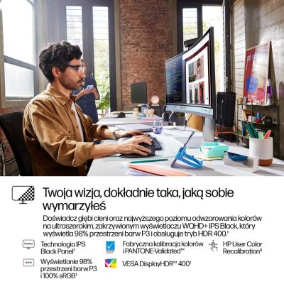 6. Monitor HP LED 37,5” S7 Pro 738pu (8K167AA) Curved IPS WQHD+ HDR400 RJ-45 ThunderBolt 4