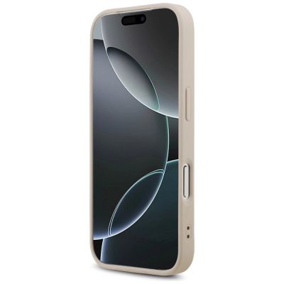 5. Etui Guess Leather 4G Triangle Strass MagSafe na iPhone 17 Pro - różowe