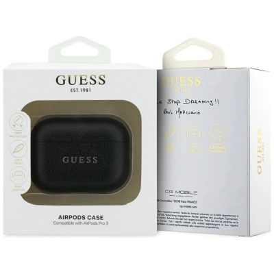 4. Etui Guess Grained Classic Logo na AirPods Pro 3 - czarne