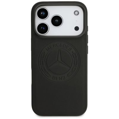 3. Etui Mercedes Leather Vintage Logo MagSafe na iPhone 17 Pro - czarne