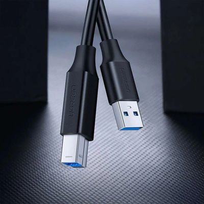 2. Kabel Ugreen US210 10372 do drukarki USB-A 3.0 / USB-B 5Gbps 2m - czarny
