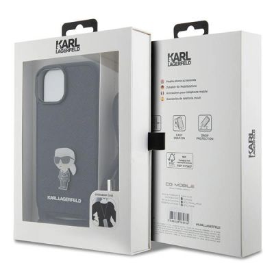 7. Etui Karl Lagerfeld Crossbody Saffiano Monogram Metal Pin Karl & Choupette na iPhone 15 - czarne