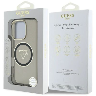 8. Etui Guess IML Metal Mountain Logo MagSafe na iPhone 16 Pro Max - czarne