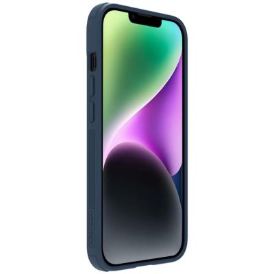 4. Nillkin Textured S Case etui iPhone 14 pancerny pokrowiec z osłoną na aparat niebieski