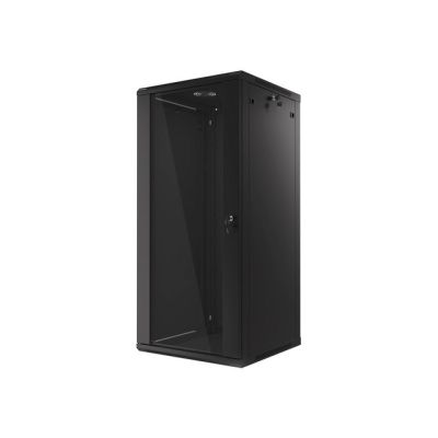 7. Szafa jednosekcyjna Lanberg WF01-6627-10B (27U; 1300mm / 600mm / 600 mm; wisząca; Szklane; 19''; kolor czarny)