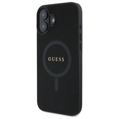 2. Etui Guess Saffiano Classic Logo MagSafe na iPhone 16 - czarne