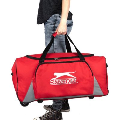 5. TORBA SPORTOWA PODRÓŻNA Z KÓŁKAMI SLAZENGER CZERWONA