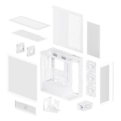8. Okno Arctic Xtender Weiß Transparentes Glasfenster mit GPU mount