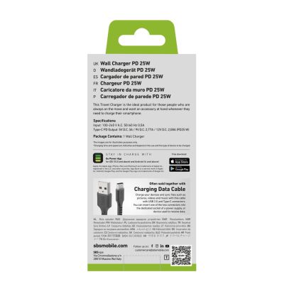2. Ładowarka sieciowa SBS TETR1CPD25 25W USB-C z Power Delivery - czarna