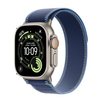 3. Zegarek Apple Watch Ultra 3 (2025) 5G 49mm Koperta z naturalnego tytanu z pętelką na szlak M/L - niebieska/jasnoniebieska